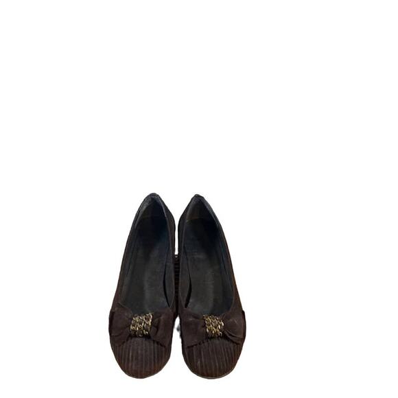 Stuart Weitzman Brown Frobozzie Chain Detail Wedges Women Sz 6.5 - Picture 11 of 12